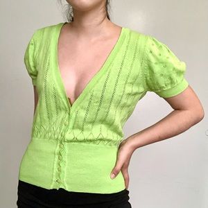 Forever 21 Green Knit Cardigan